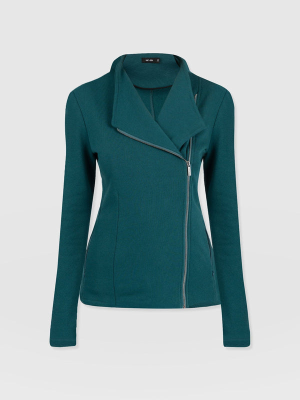 Cotton Biker Jacket Teal - Women's Jackets | Saint + Sofia® US