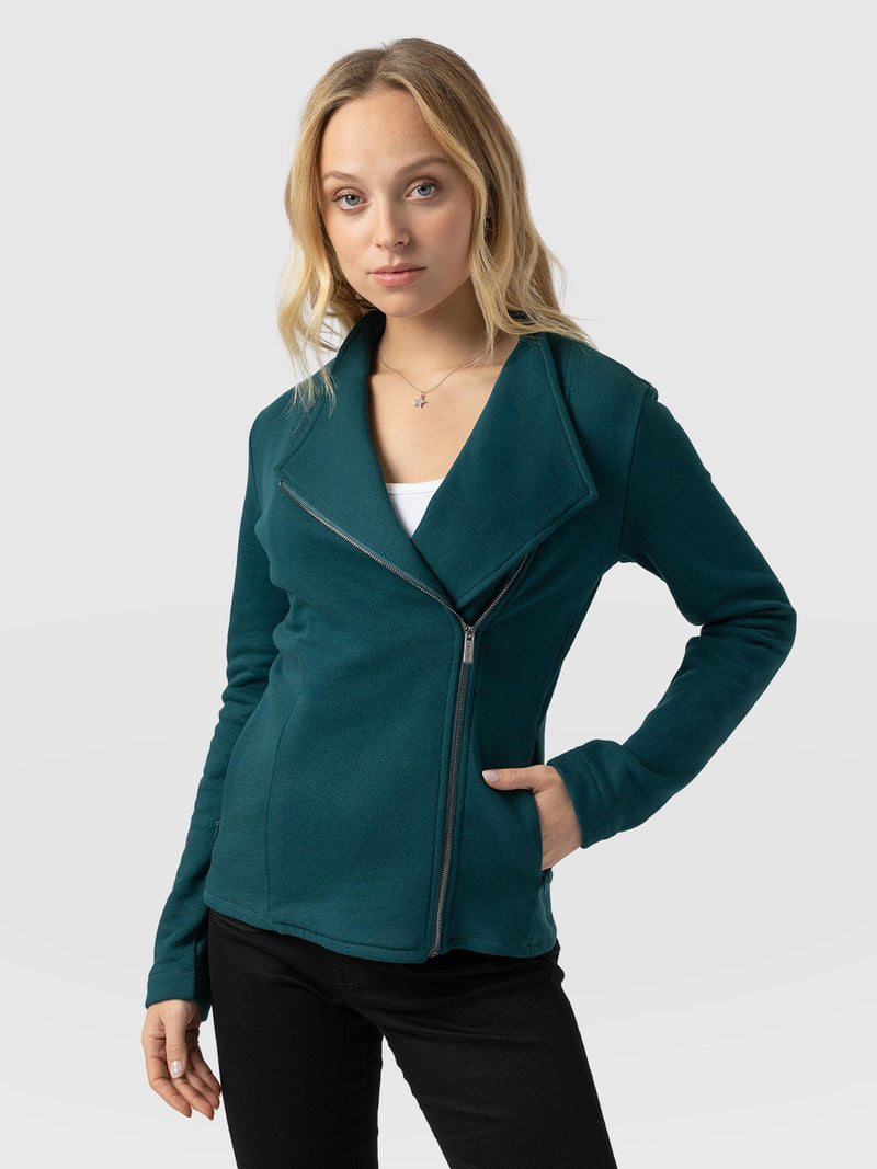 Cotton Biker Jacket Teal - Women's Jackets | Saint + Sofia® US