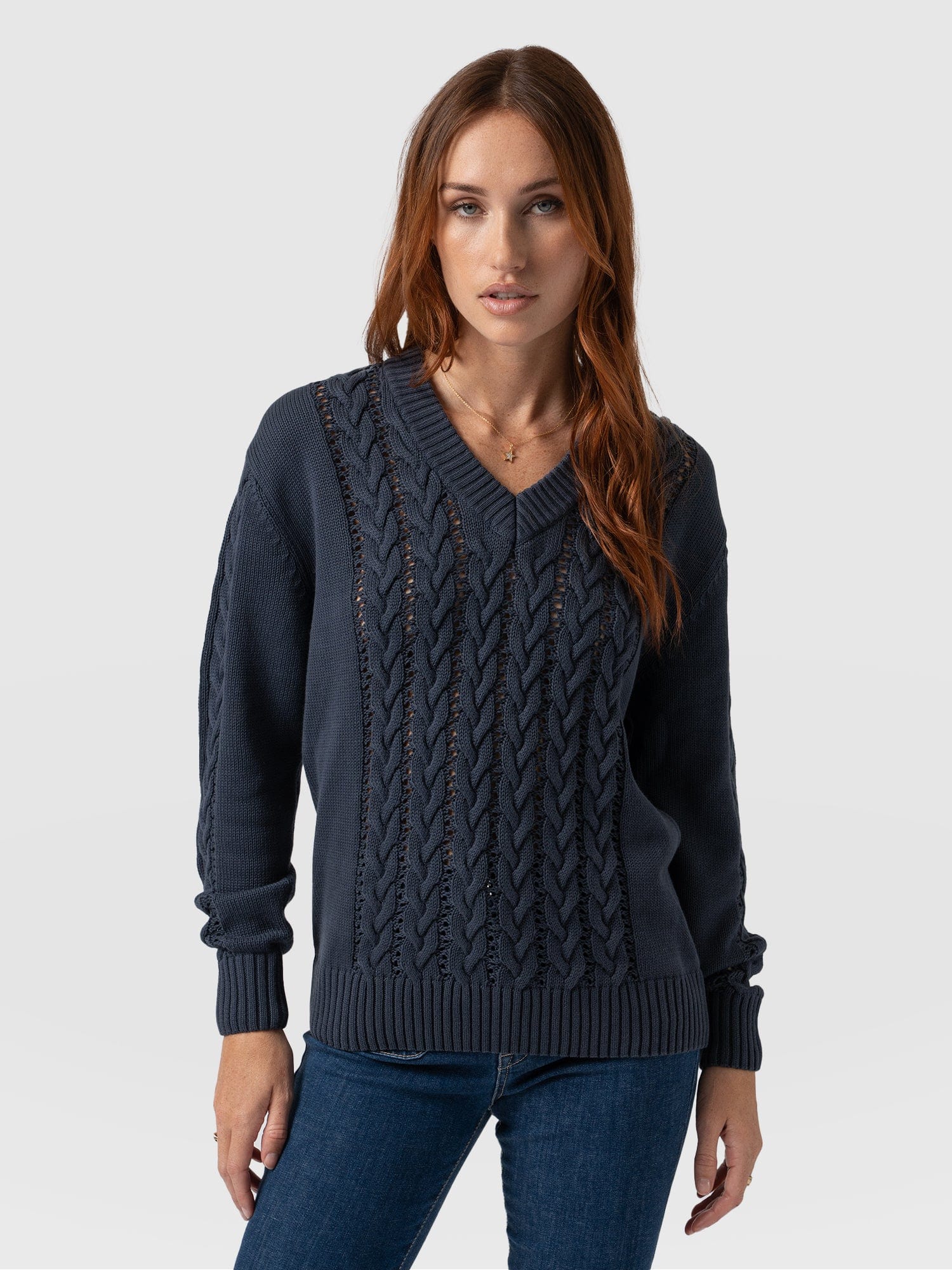 Navy cotton 2025 sweater ladies