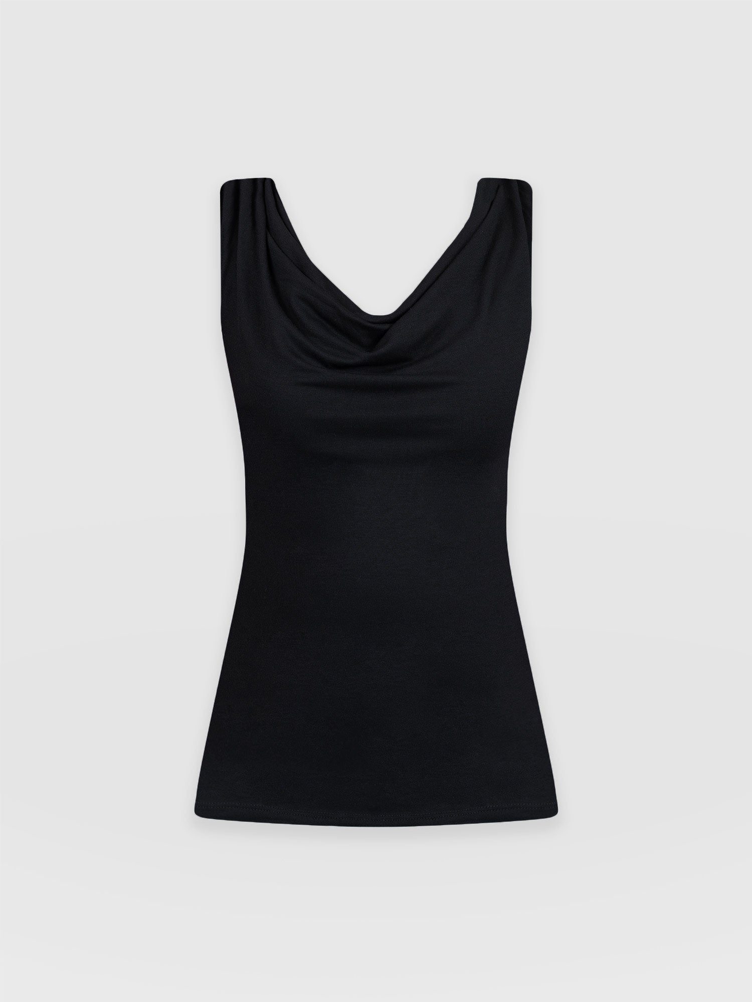 Cowl Neck Cami Black - Women's T-Shirts | Saint + Sofia® USA