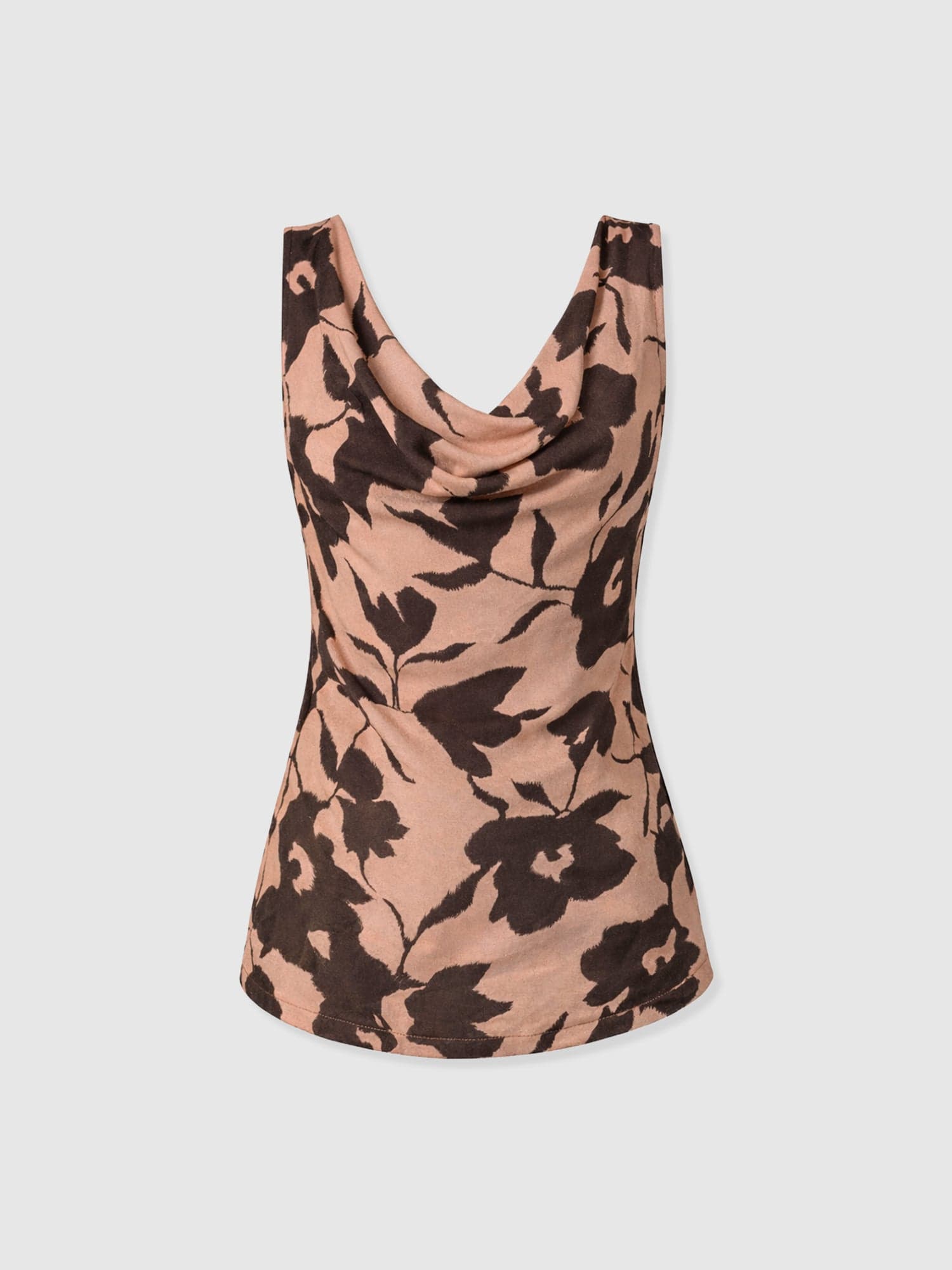 Cowl Neck Cami - Brown Floral - Women's T-shirts | Saint + Sofia® USA