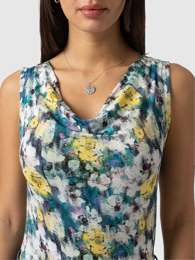 Cowl Neck Cami Misty Floral- Women's T-Shirts | Saint + Sofia® USA