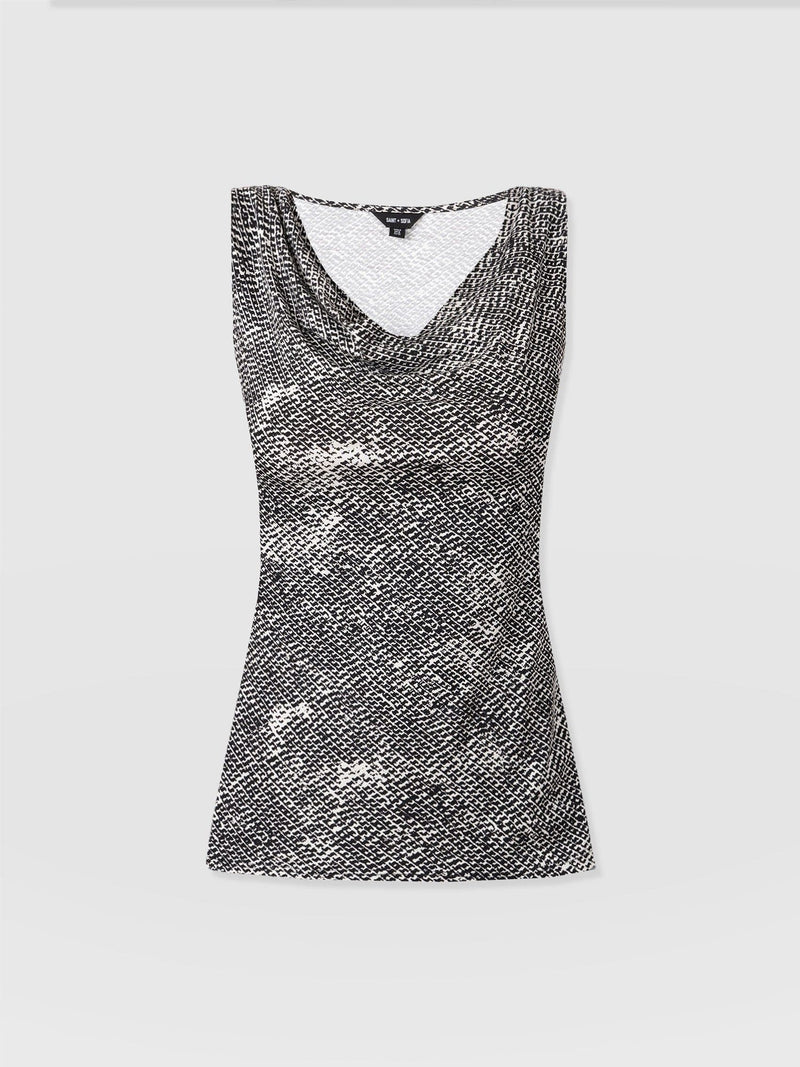 Cowl Neck Cami Monochrome Gothica- Women's T-Shirts | Saint + Sofia® UK