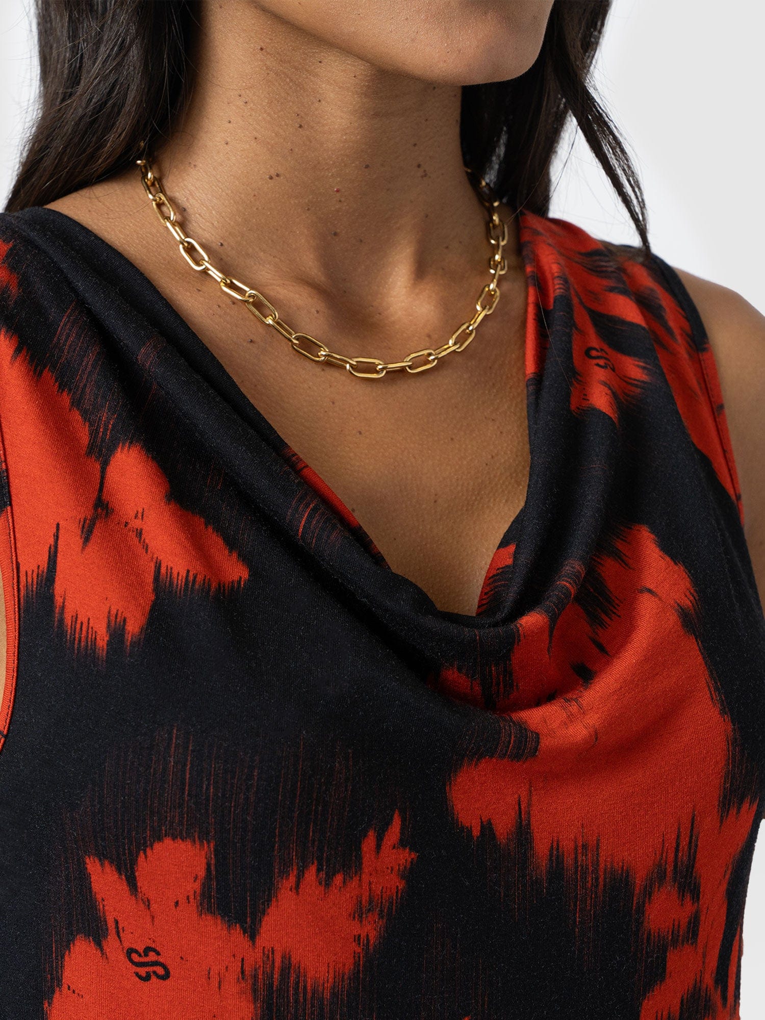 Cowl Neck Cami - Orange Fade Floral - Women's T-shirts | Saint and Sofia® USA
