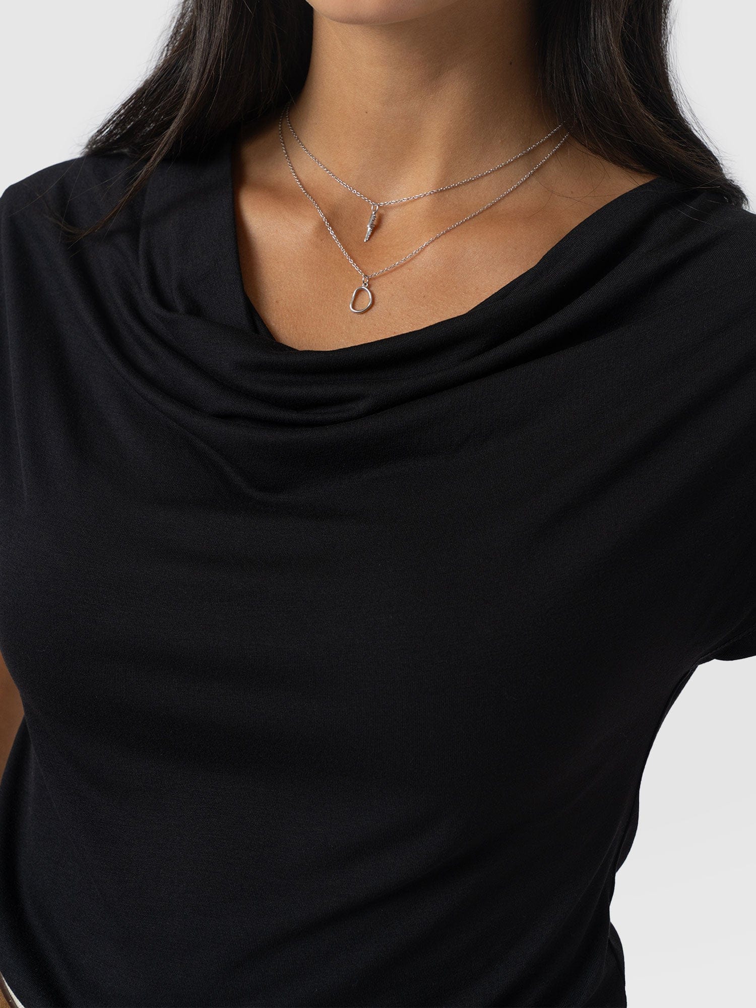 Cowl Neck Tee Black - Women's T-Shirts | Saint + Sofia® USA