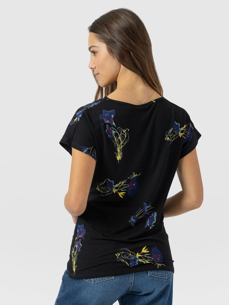 Cowl Neck Tee Blue Lily Gardens - Women's T-Shirts | Saint + Sofia® US