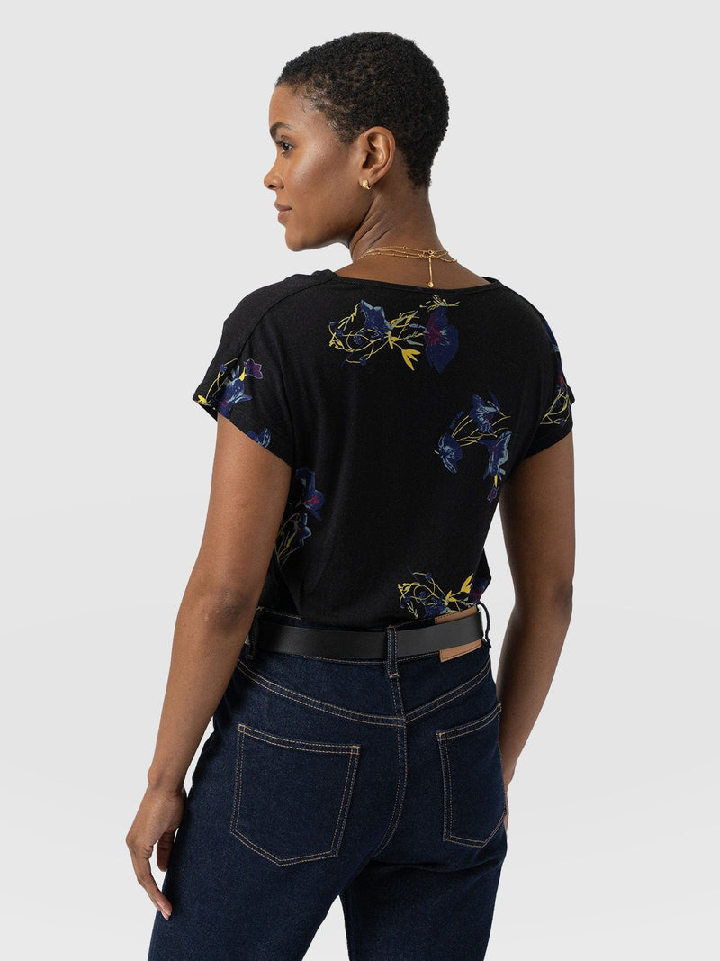 Cowl Neck Tee Blue Lily Gardens - Women's T-Shirts | Saint + Sofia® US