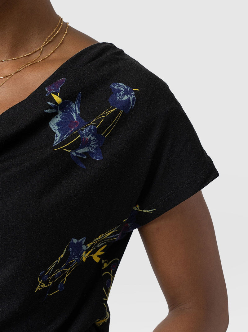 Cowl Neck Tee Blue Lily Gardens - Women's T-Shirts | Saint + Sofia® US