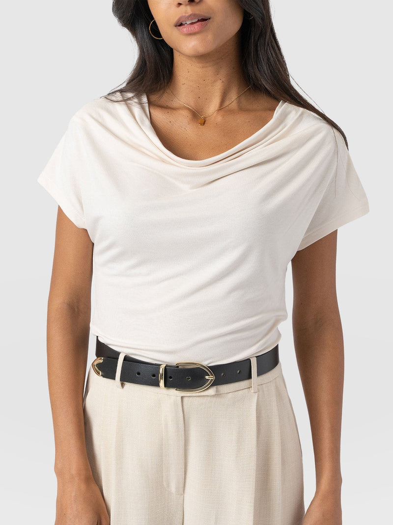 Cowl Neck Tee Cream - Women's T-Shirts | Saint + Sofia® USA