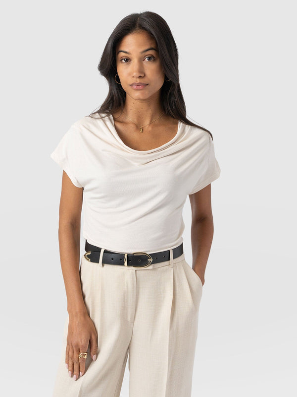 Cowl Neck Tee Cream - Women's T-Shirts | Saint + Sofia® USA