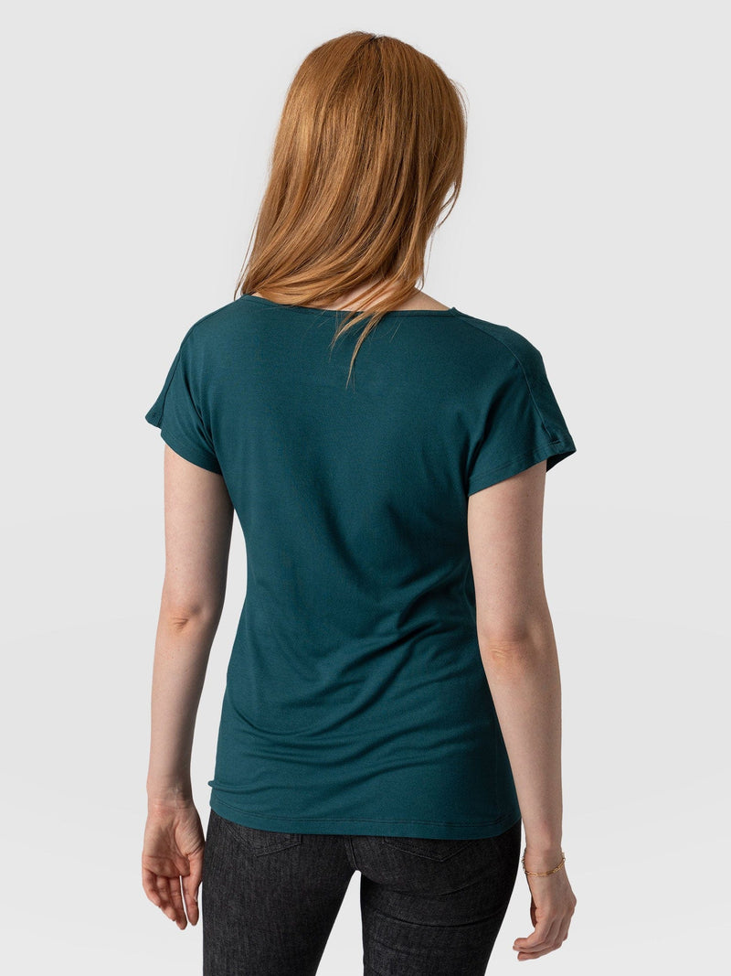 Cowl Neck Tee Deep Green - Women's T-Shirts | Saint + Sofia® USA
