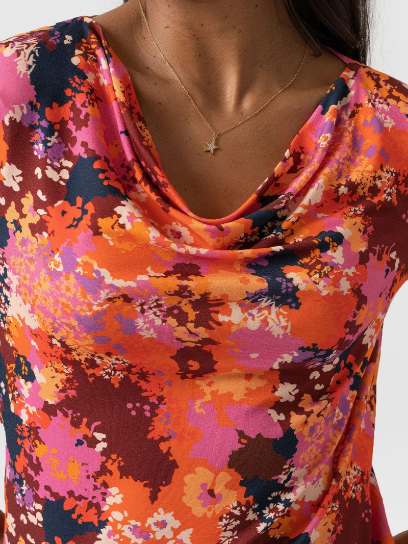 Cowl Neck Tee Long Sleeve Sea Floral - Women's T-Shirts | Saint + Sofia® USA