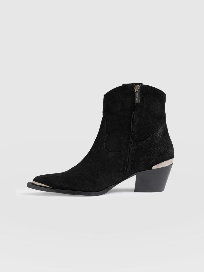 Dallas Metal Boot Black - Women's Leather Boots | Saint + Sofia® UK