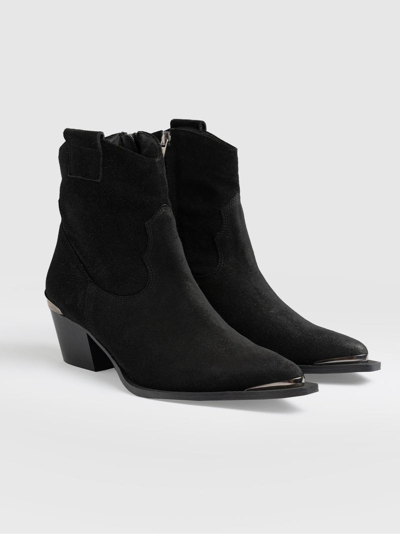 Dallas Metal Boot Black - Women's Leather Boots | Saint + Sofia® UK