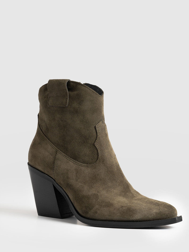 Dallas Mid Boot Khaki - Women's Leather Boots | Saint + Sofia® US