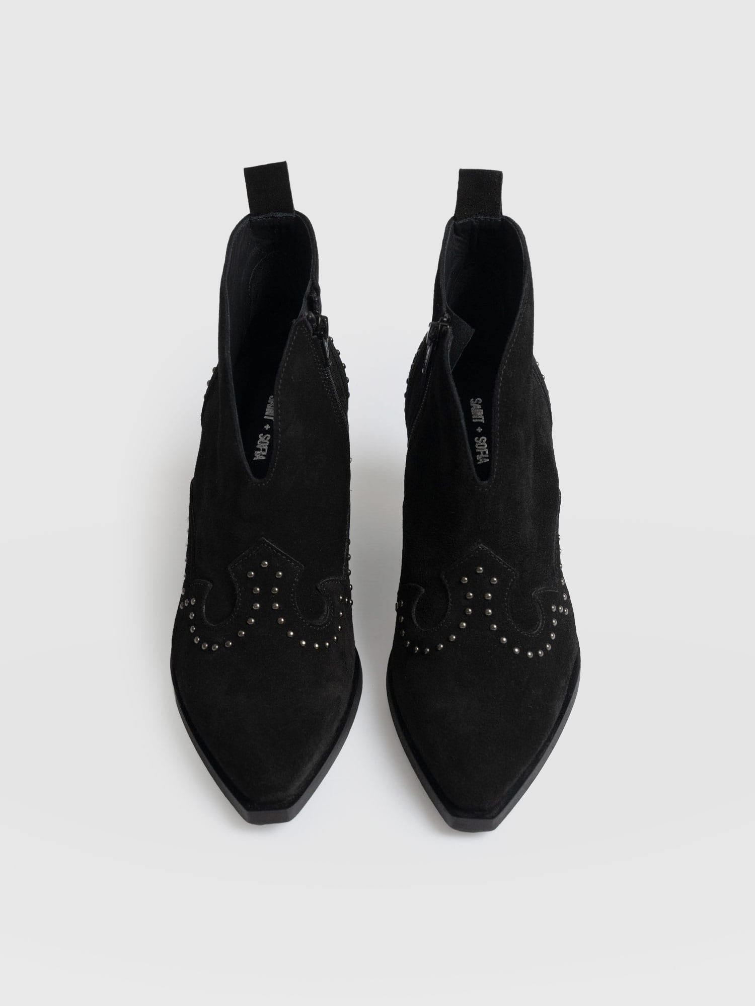 Dallas Studded Ankle Boot Black - Women's Leather Boots | Saint + Sofia® USA
