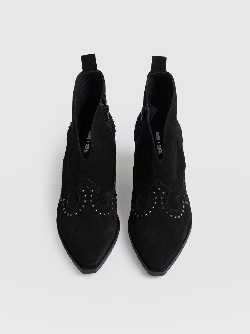 Dallas Studded Ankle Boot Black - Women's Leather Boots | Saint + Sofia® USA