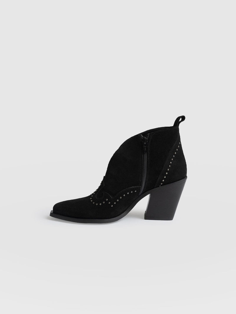 Dallas Studded Ankle Boot Black - Women's Leather Boots | Saint + Sofia® USA