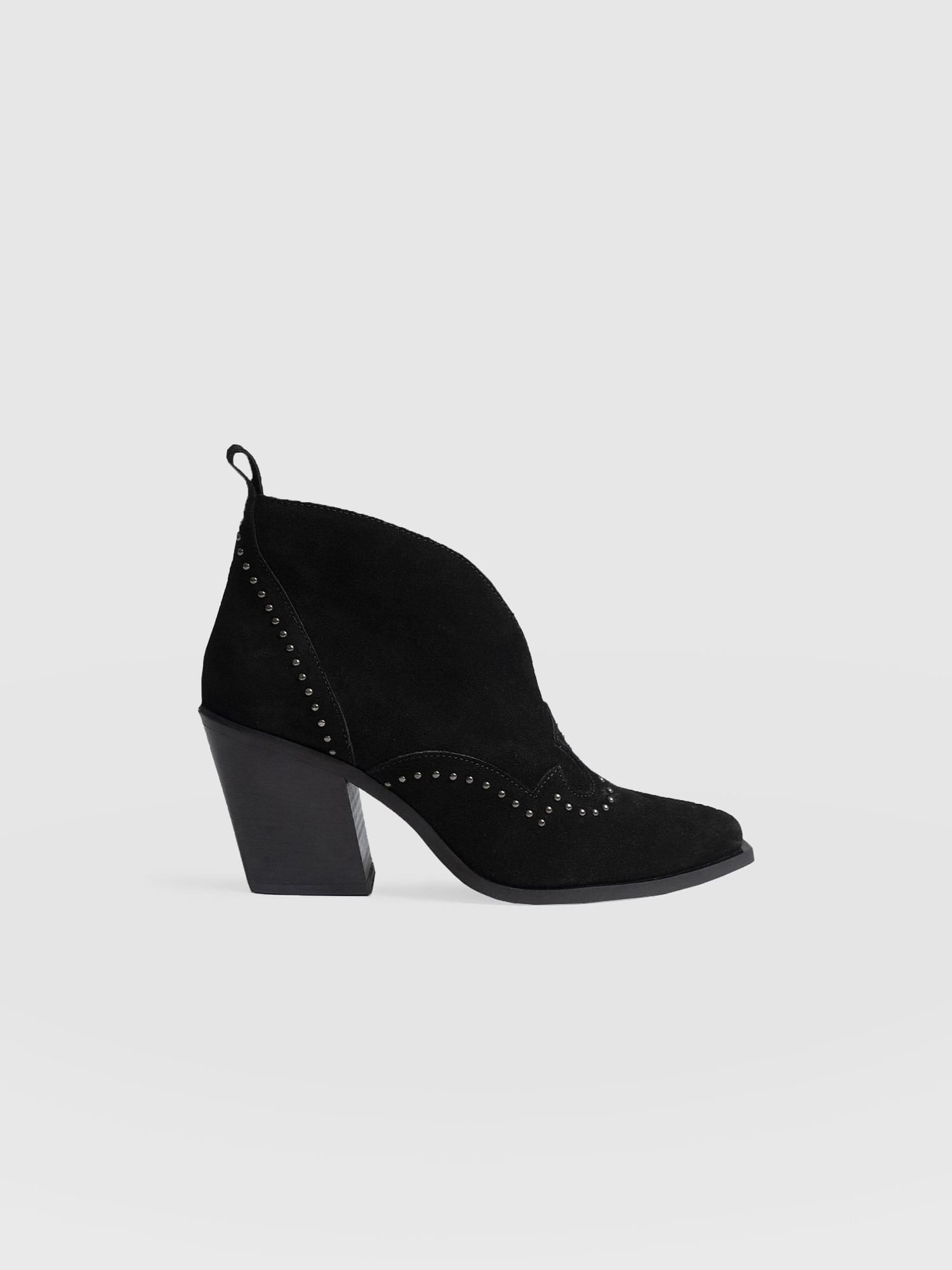 Dallas Studded Ankle Boot Black - Women's Leather Boots | Saint + Sofia® USA