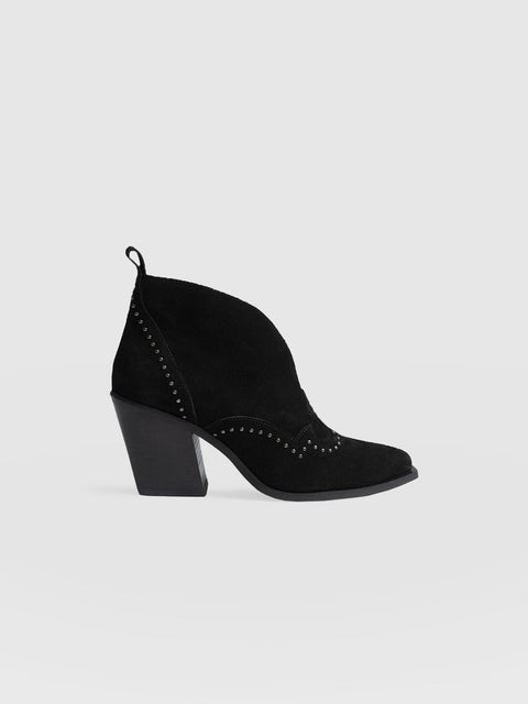 Dallas Studded Ankle Boot Black - Women's Leather Boots | Saint + Sofia® USA