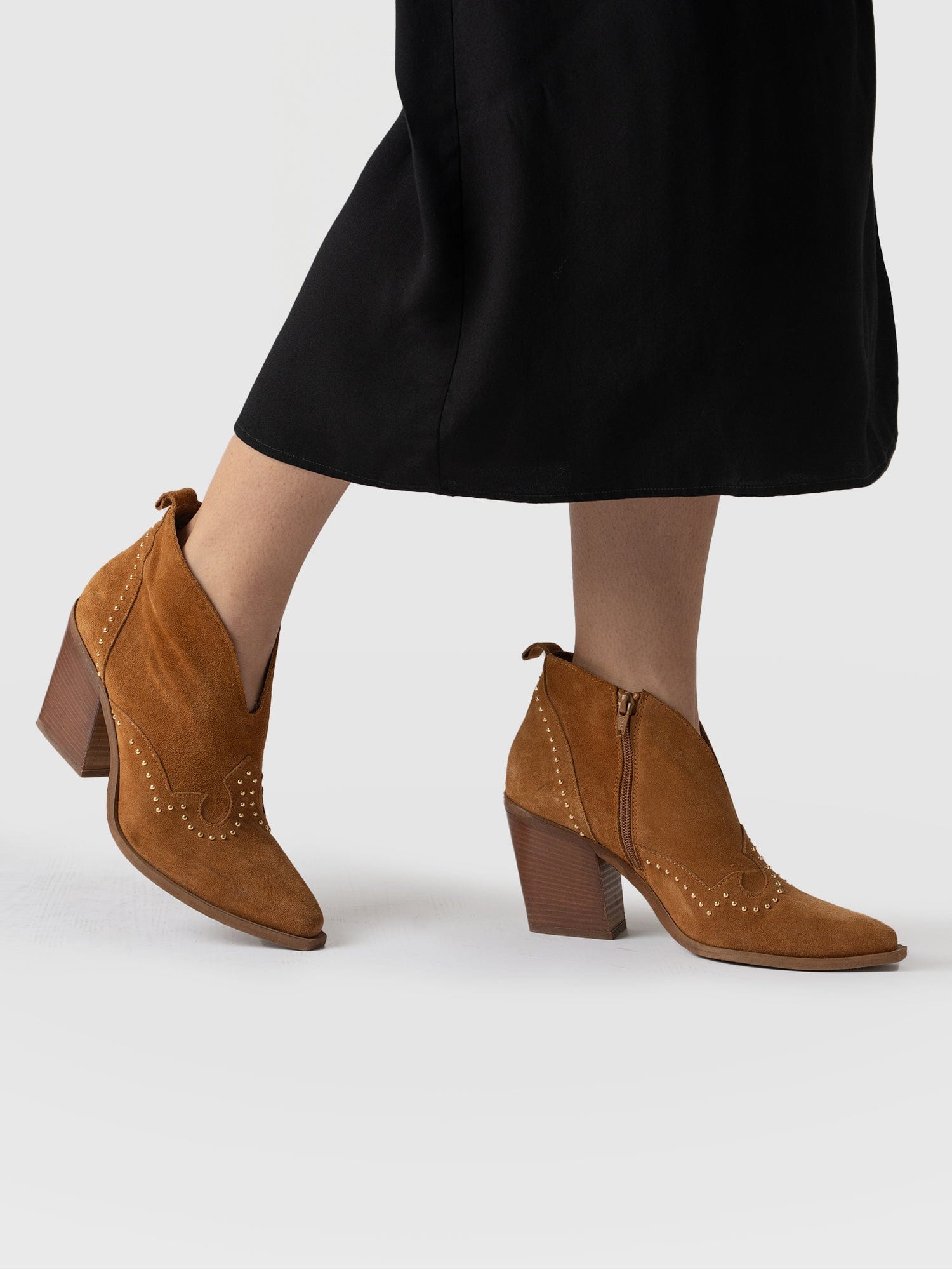 Dallas Studded Ankle Boot Tan - Women's Leather Boots | Saint + Sofia® USA