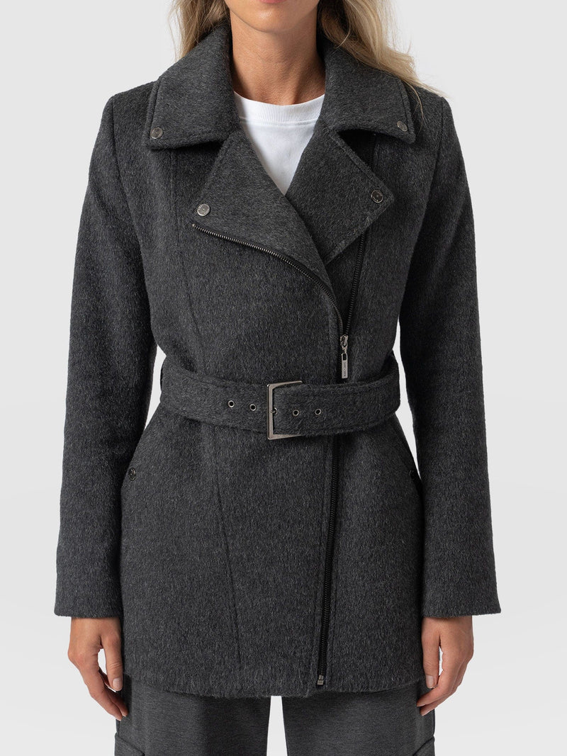 Daltrey Biker Coat - Charcoal - Women's Biker Coats | Saint + Sofia® US