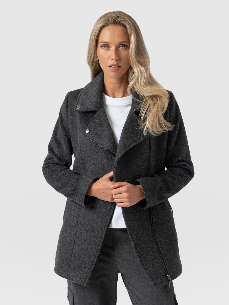 Daltrey Biker Coat - Charcoal - Women's Biker Coats | Saint + Sofia® US