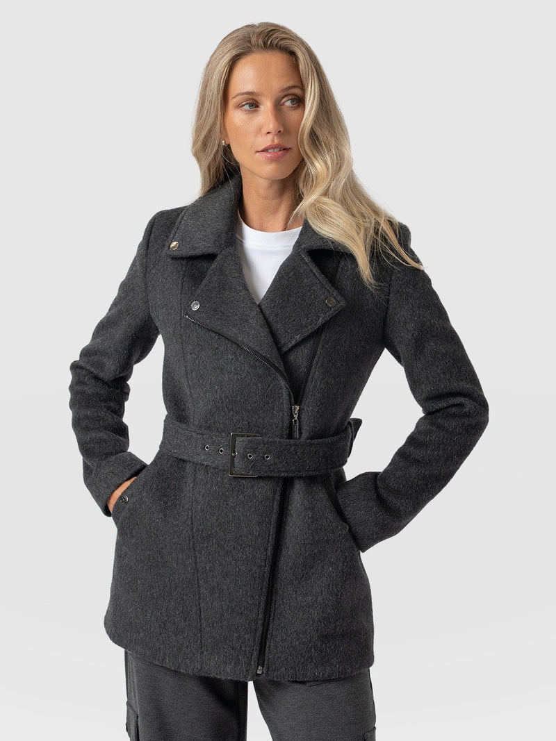 Daltrey Biker Coat - Charcoal - Women's Biker Coats | Saint + Sofia® US