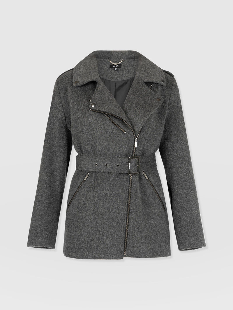 Daltrey Biker Coat - Charcoal - Women's Biker Coats | Saint + Sofia® US