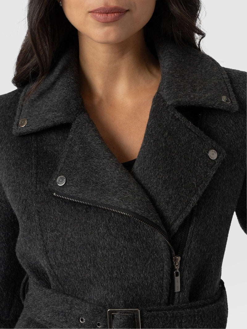 Daltrey Biker Coat - Charcoal - Women's Biker Coats | Saint + Sofia® US