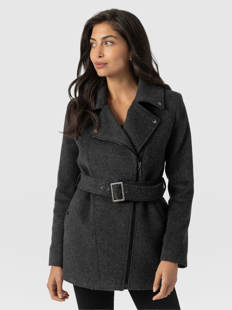 Daltrey Biker Coat - Charcoal - Women's Biker Coats | Saint + Sofia® US