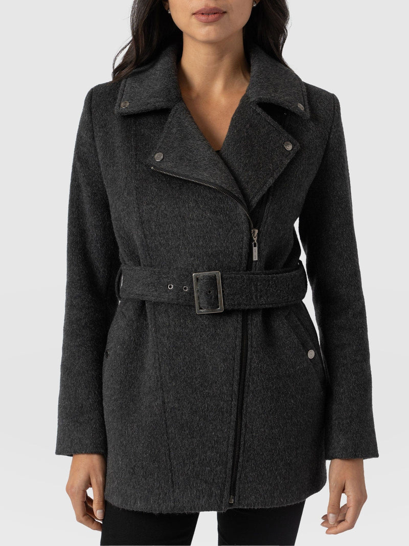 Daltrey Biker Coat - Charcoal - Women's Biker Coats | Saint + Sofia® US