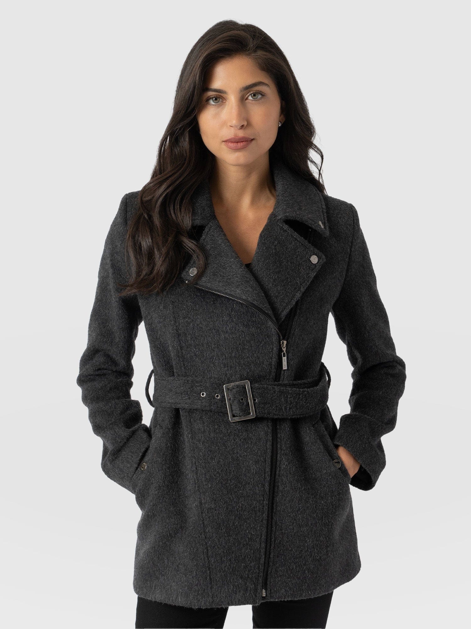 Daltrey Biker Coat - Charcoal - Women's Biker Coats | Saint + Sofia® US