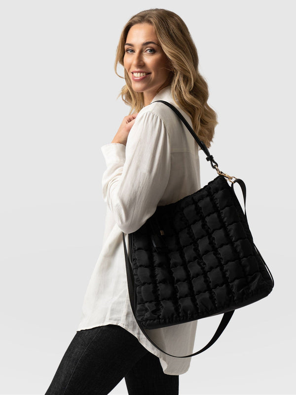 Darcey Puff Tote Bag Black - Women's Tote Bags | Saint + Sofia® USA