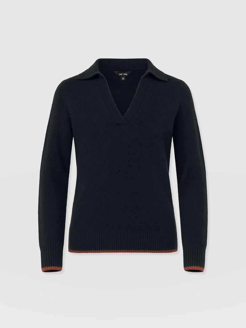 Delphi Polo Knit - Black - Women's T-shirts | Saint + Sofia® USA