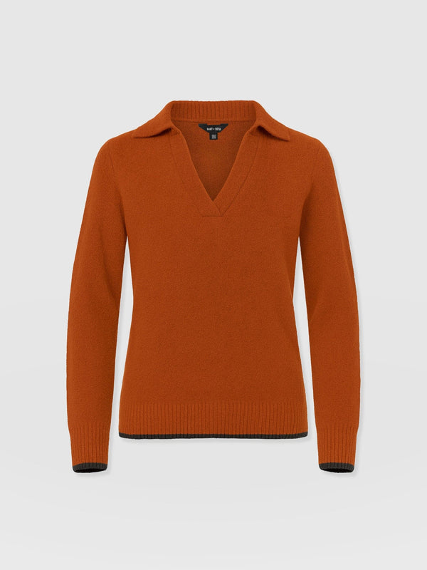 Delphi Polo Knit - Burnt Orange - Women's T-shirts | Saint + Sofia® USA