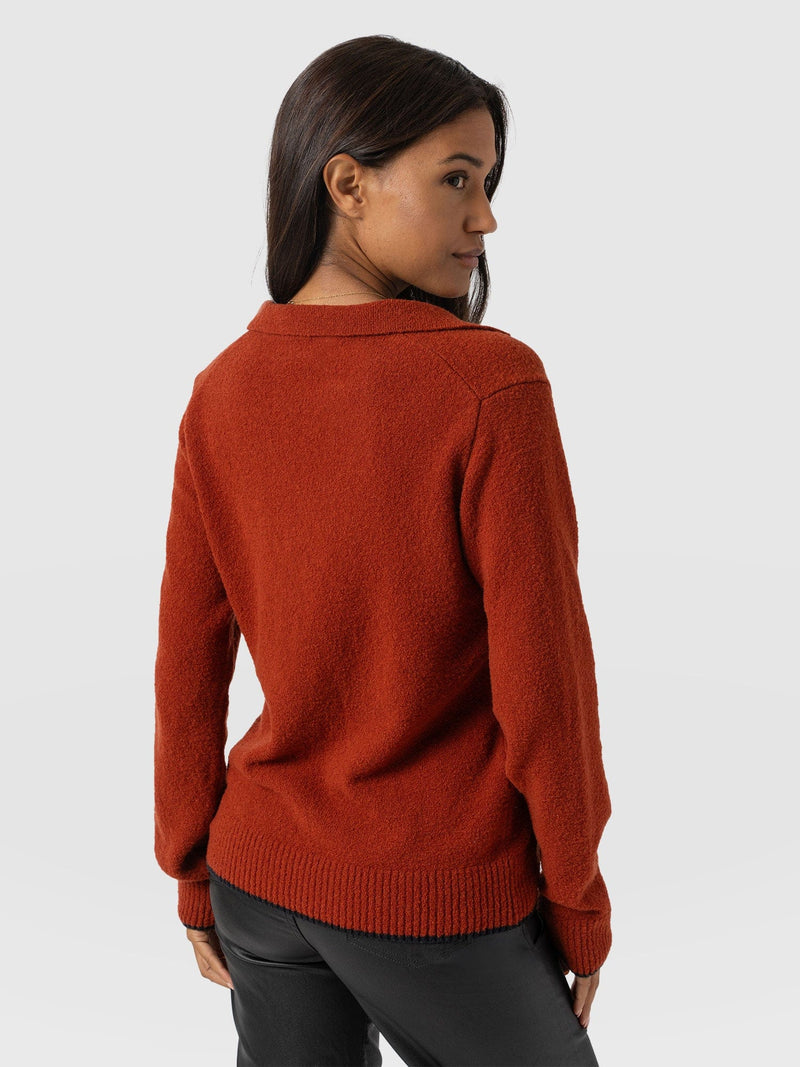 Delphi Polo Knit - Burnt Orange - Women's T-shirts | Saint + Sofia® USA