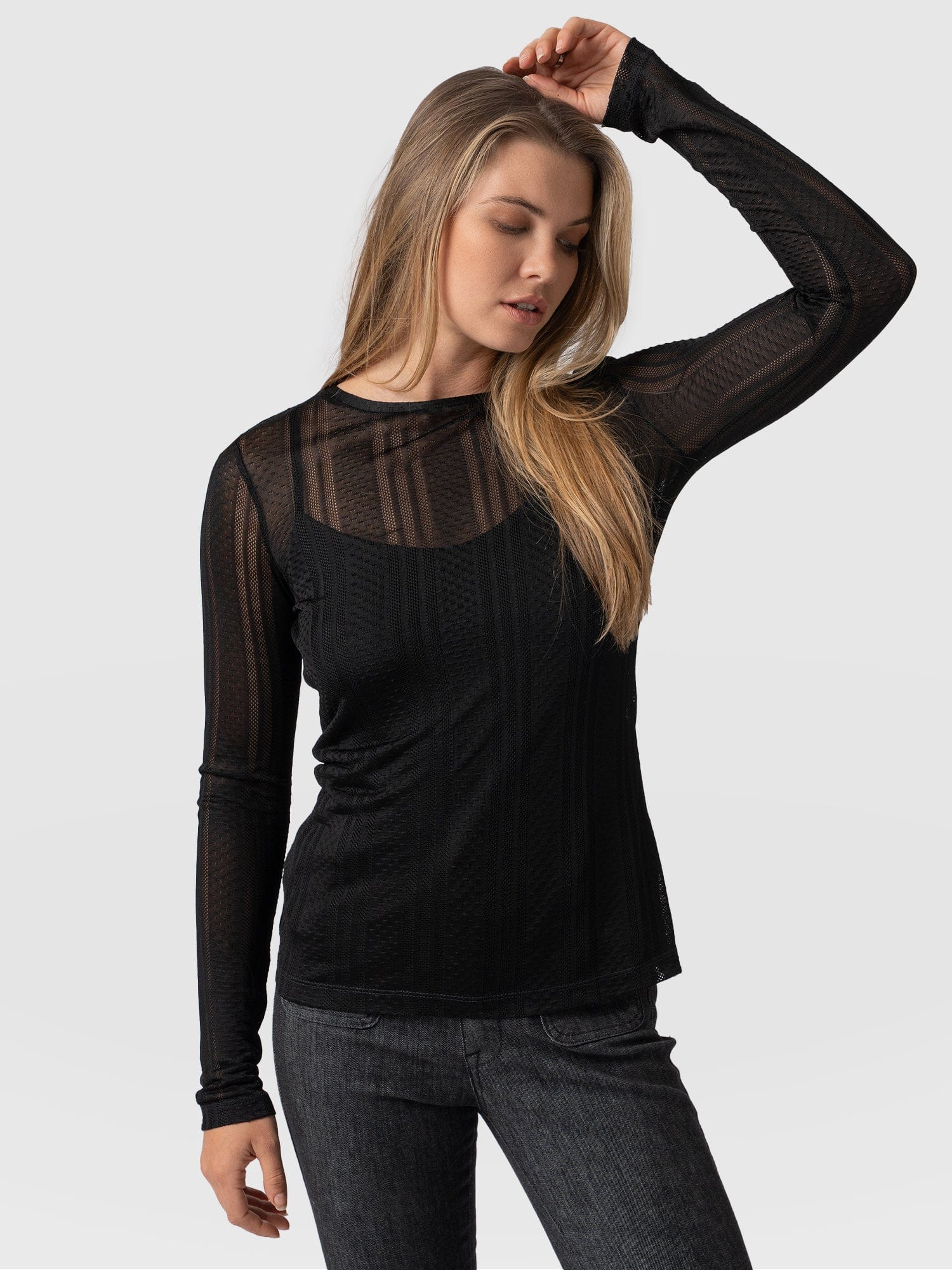Demi Lace Long Sleeve Tee Black - Women's Tops | Saint + Sofia® US