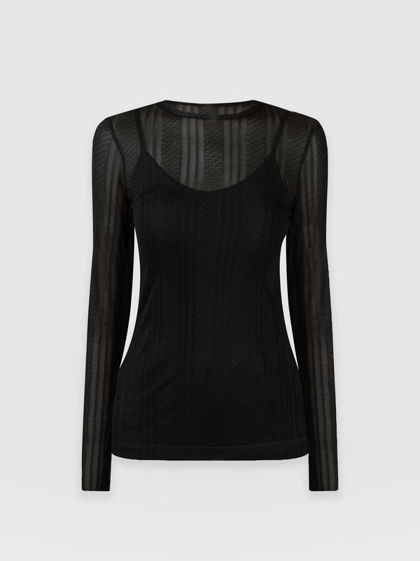 Demi Lace Long Sleeve Tee Black - Women's Tops | Saint + Sofia® US