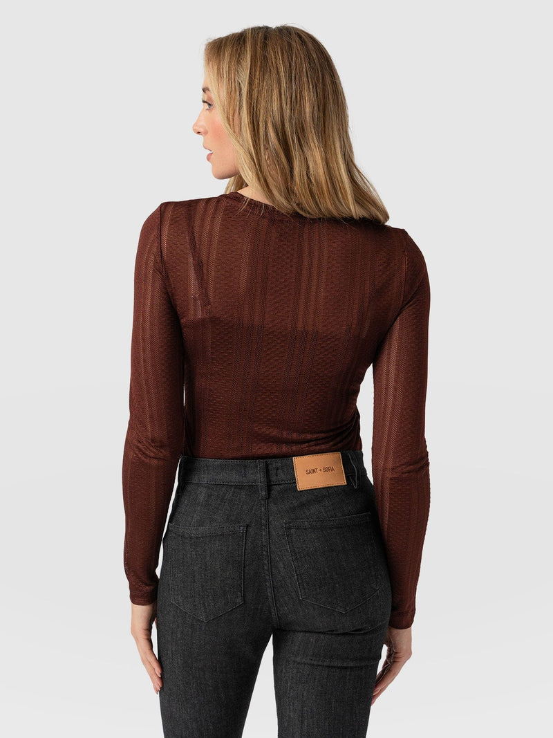 Demi Lace Long Sleeve Tee Maroon - Women's Tops | Saint + Sofia® US