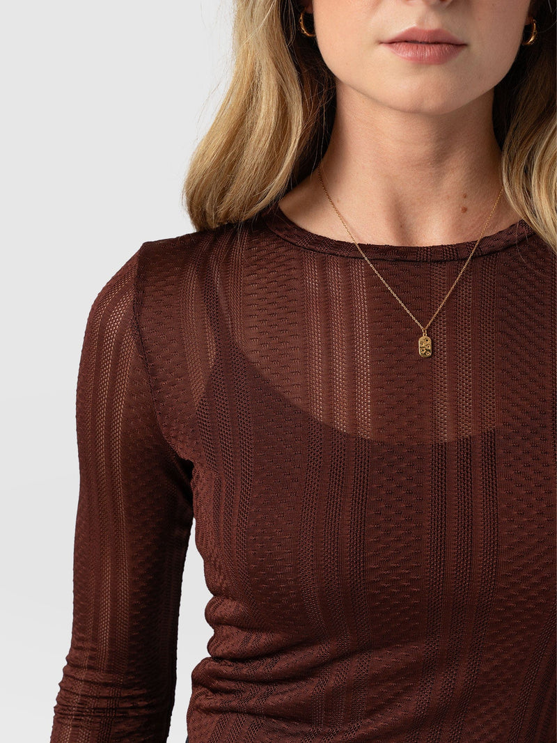 Demi Lace Long Sleeve Tee Maroon - Women's Tops | Saint + Sofia® US