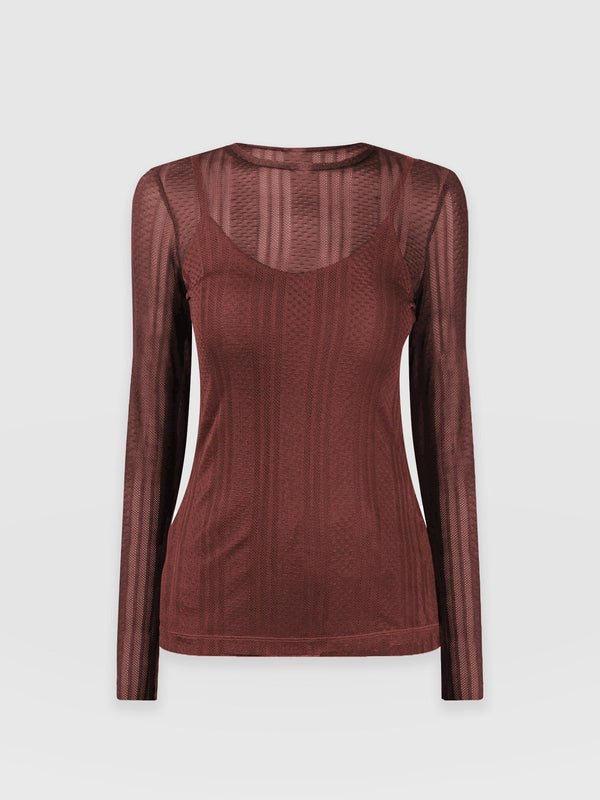 Demi Lace Long Sleeve Tee Maroon - Women's Tops | Saint + SofiaÂ® US