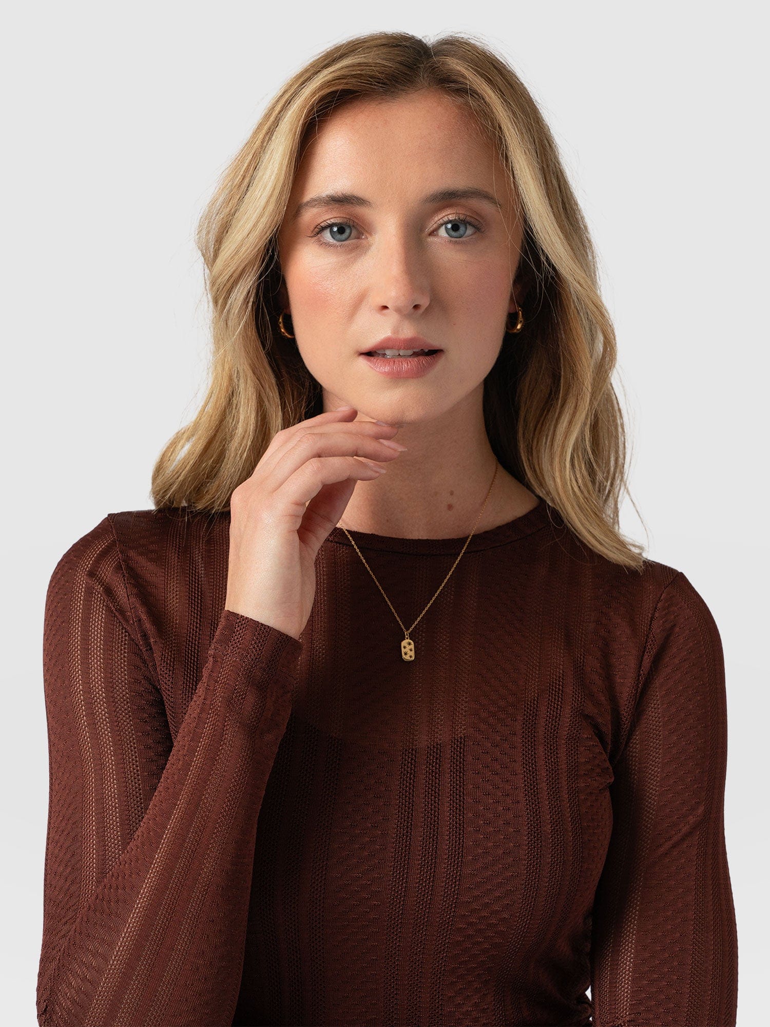 Demi Lace Long Sleeve Tee Maroon - Women's Tops | Saint + SofiaÂ® US