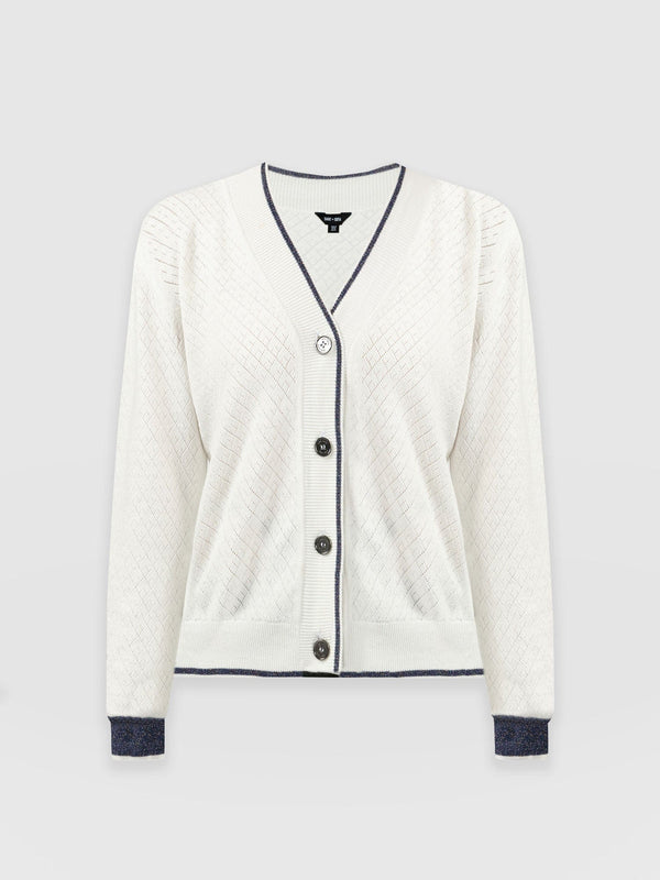 Diamond Knit Cardigan White - Women's Cardigans | Saint + Sofia® USA