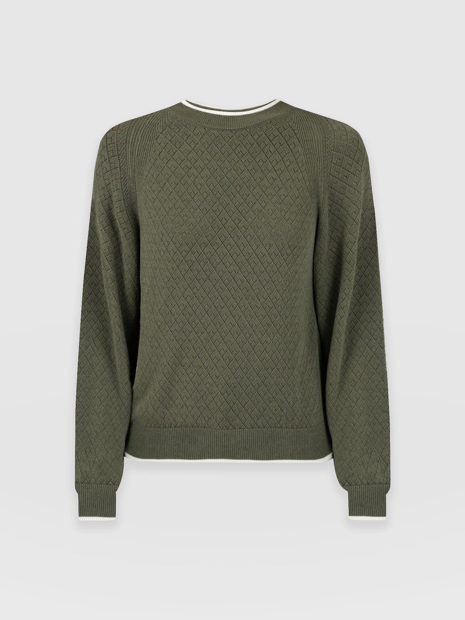 Diamond Knit Jumper Khaki - Women's Jumpers | Saint + Sofia® USA
