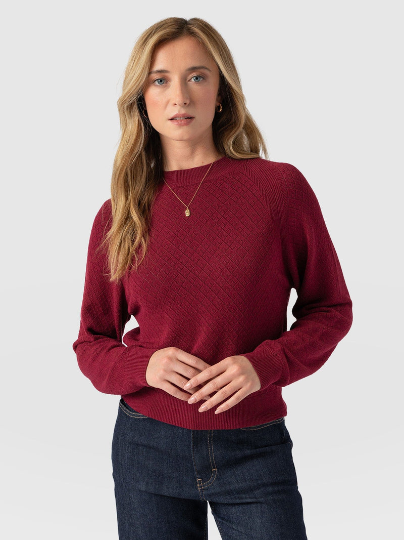 Diamond Knit Sweater Deep Pink - Women's Sweaters | Saint + Sofia® US