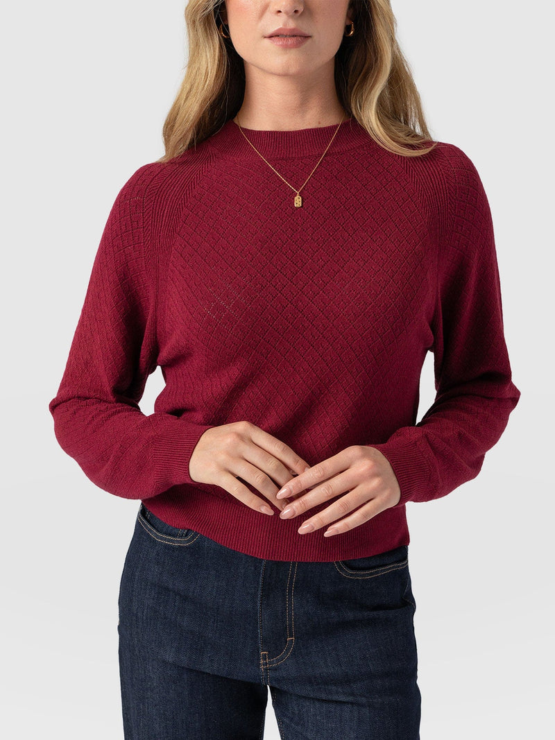 Diamond Knit Sweater Deep Pink - Women's Sweaters | Saint + Sofia® US