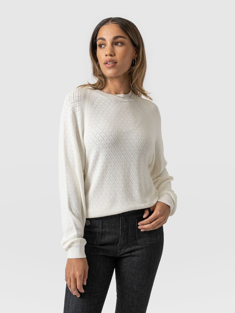 Diamond Knit sweater White - Women's Sweaters | Saint + Sofia® USA
