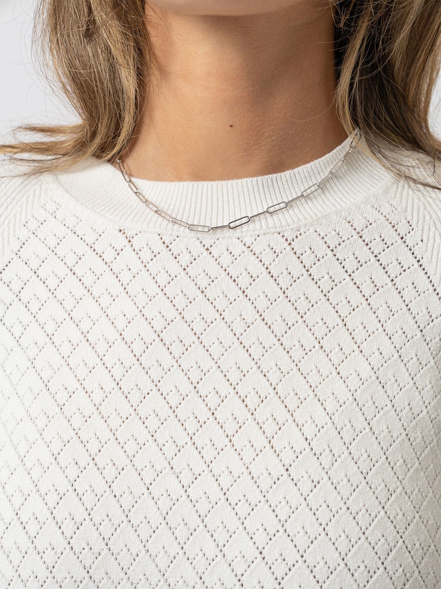 Diamond Knit sweater White - Women's Sweaters | Saint + Sofia® USA