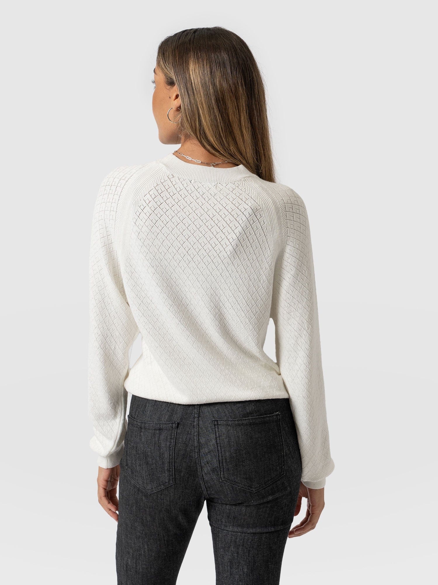 Diamond Knit sweater White - Women's Sweaters | Saint + Sofia® USA